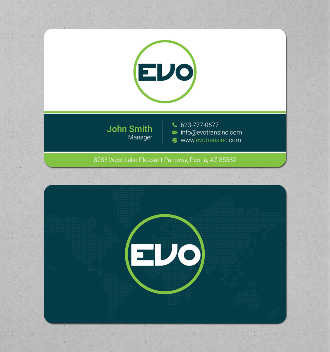 Business Card Design by LAXMI DESIGNHUB for EVO Transportation | Design #23050859