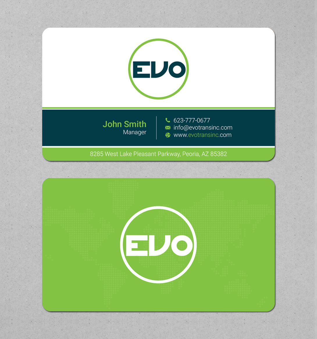 Business Card Design by LAXMI DESIGNHUB for EVO Transportation | Design #23050862