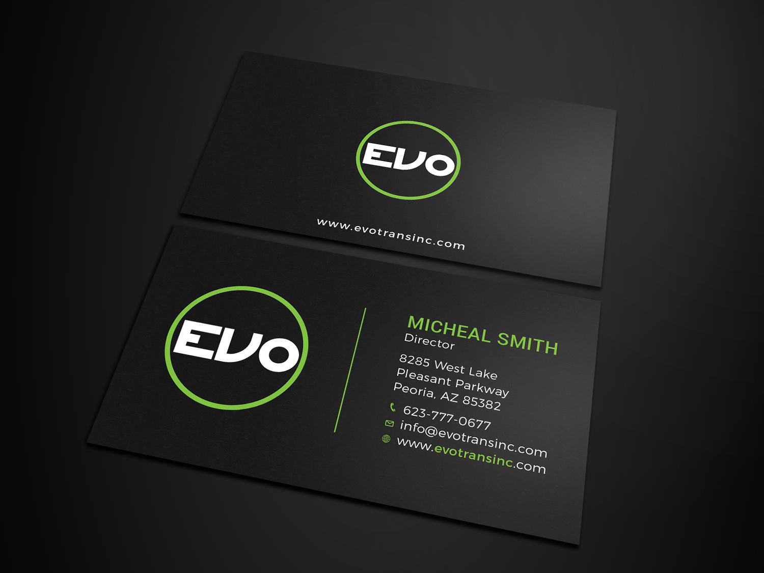 Business Card Design by Tripti Ranjan Gain for EVO Transportation | Design #23048481