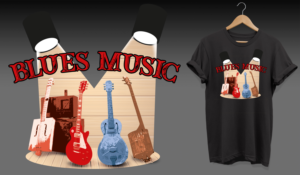Blues Guitars | T-Shirt-Design von Al Pech