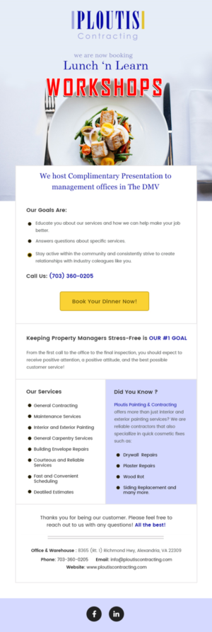 Email Marketing Design by Expert Designer for ploutis contracting | Design #23134983