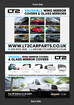 LT2 CAR PARTS  - WING MIRROR COVER & GLASS MIRRORS  - FLYER | Flyer Design by SAI DESIGNS