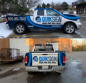 Custom Signage and graphics need a vehicle design on 2019 Ram Quad Cab Pickup Truck. 6'6... | Car Wrap Design by Kira Graphics