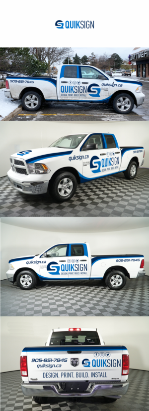 Custom Signage and graphics need a vehicle design on 2019 Ram Quad Cab Pickup Truck. 6'6... | Car Wrap Design by Zainny Azuar