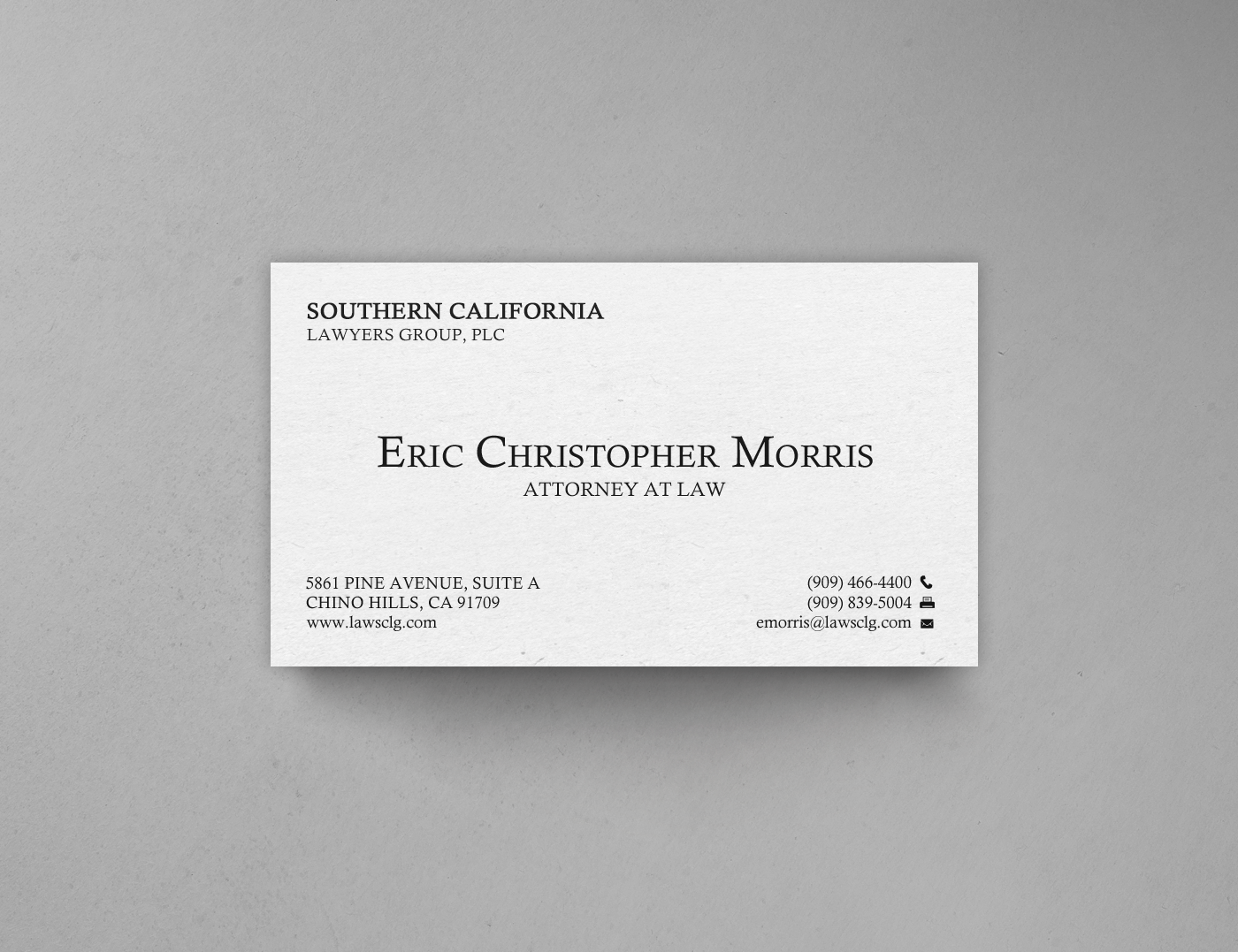 Diseño de Tarjeta de Presentación por chandrayaan.creative para Southern California Lawyers Group, PC | Diseño #23139765