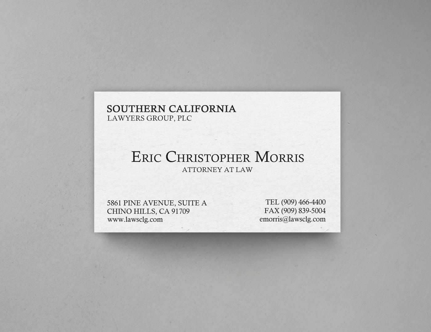 Diseño de Tarjeta de Presentación por chandrayaan.creative para Southern California Lawyers Group, PC | Diseño #23139796