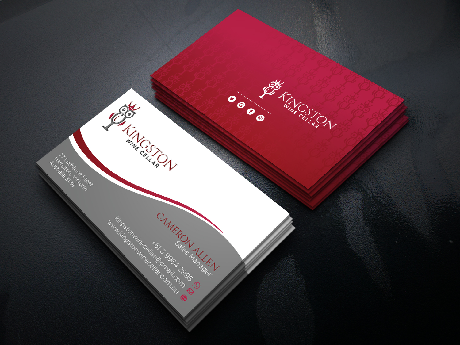 Visitenkarten-Design von Verified artistry für Kingston Wine Cellar | Design #23094466