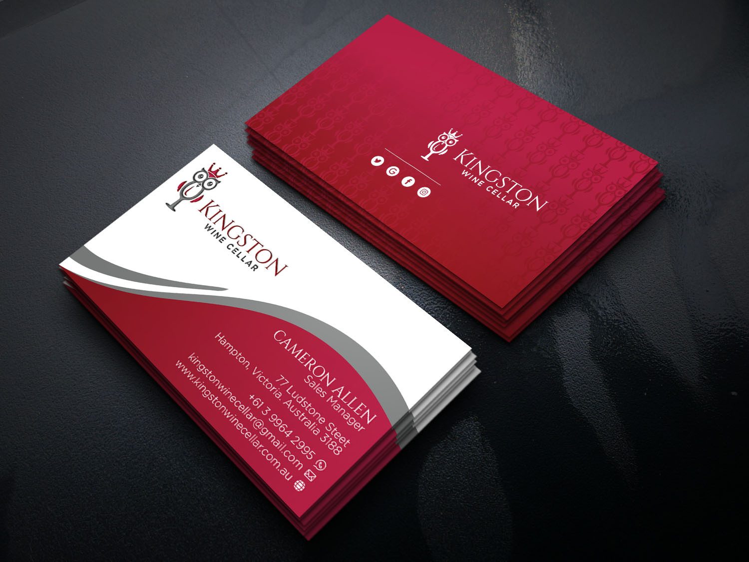 Business Card Design by Verified artistry (Design garden) for Kingston Wine Cellar | Design #23094472