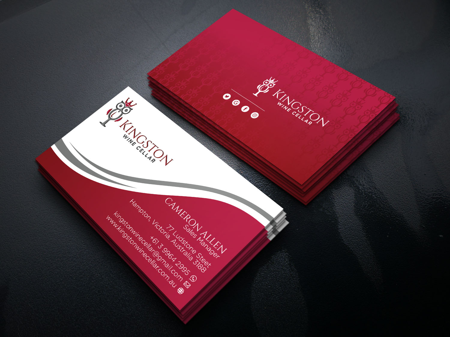 Visitenkarten-Design von Verified artistry für Kingston Wine Cellar | Design #23094474