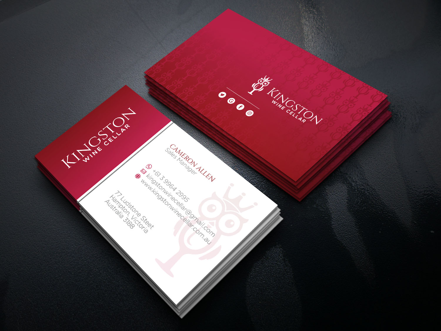 Diseño de Tarjeta de Presentación por Verified artistry para Kingston Wine Cellar | Diseño #23094481