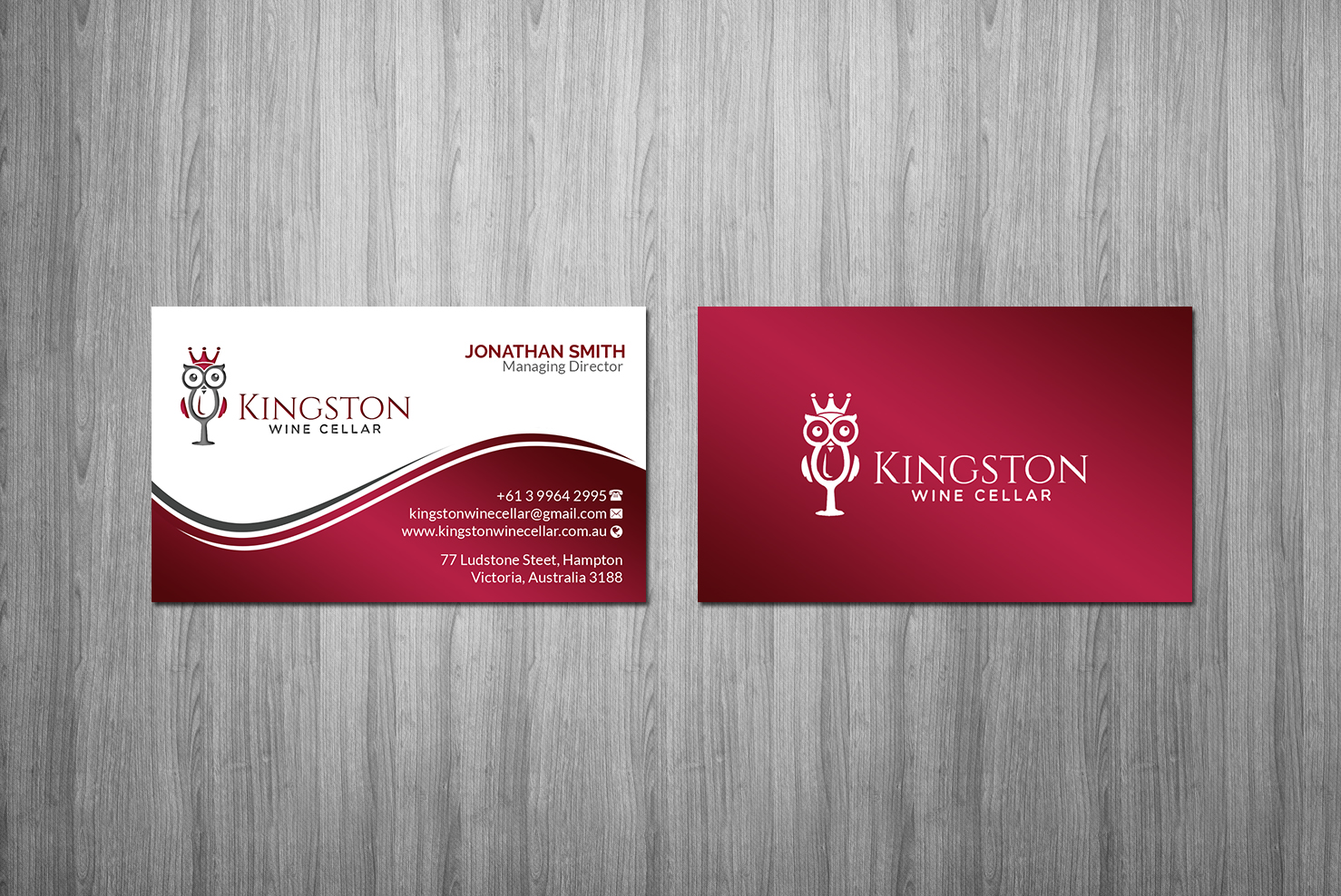 Visitenkarten-Design von Creations Box 2015 für Kingston Wine Cellar | Design #23096109