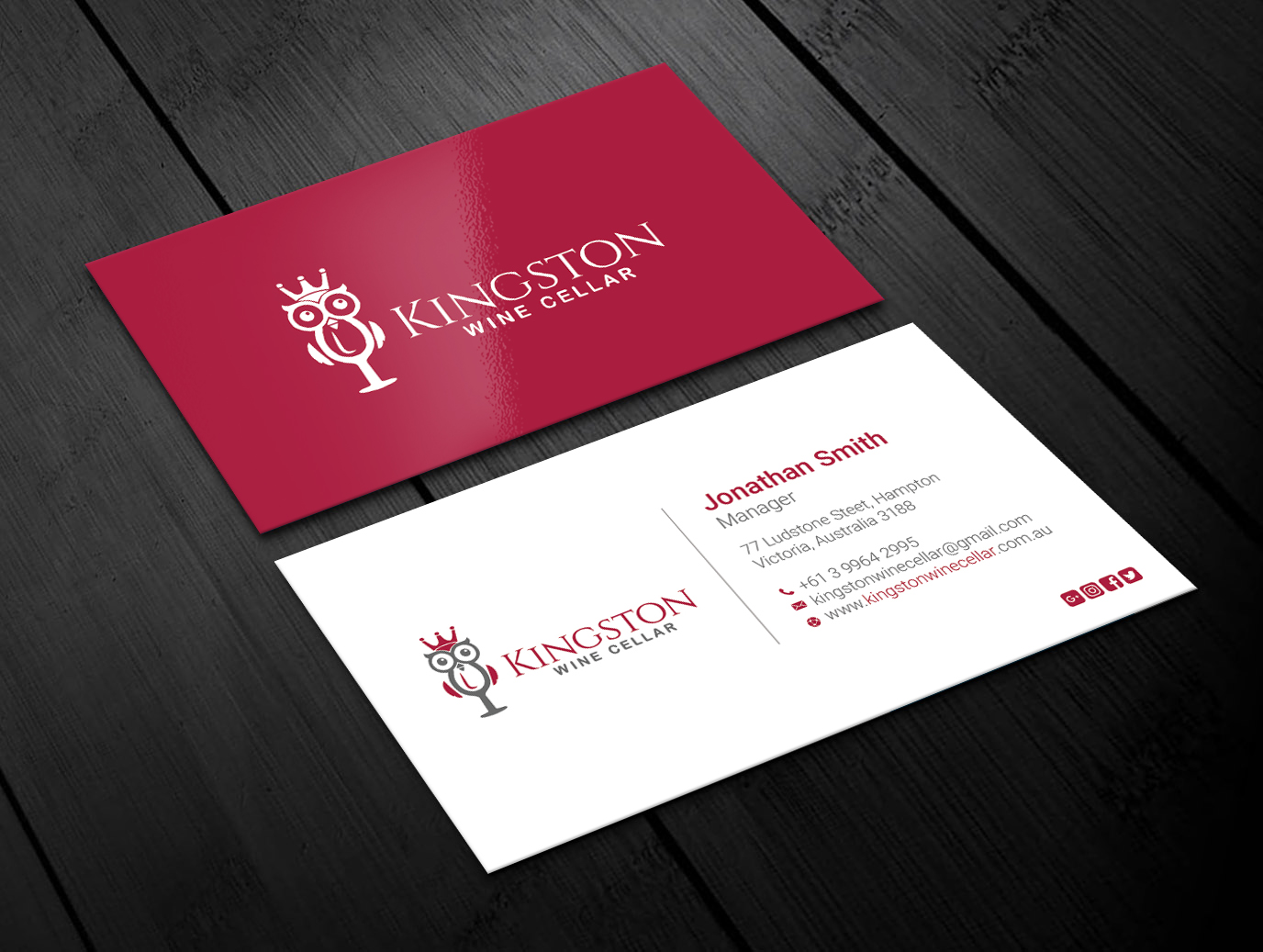 Business Card Design by LAXMI DESIGNHUB for Kingston Wine Cellar | Design #23085204
