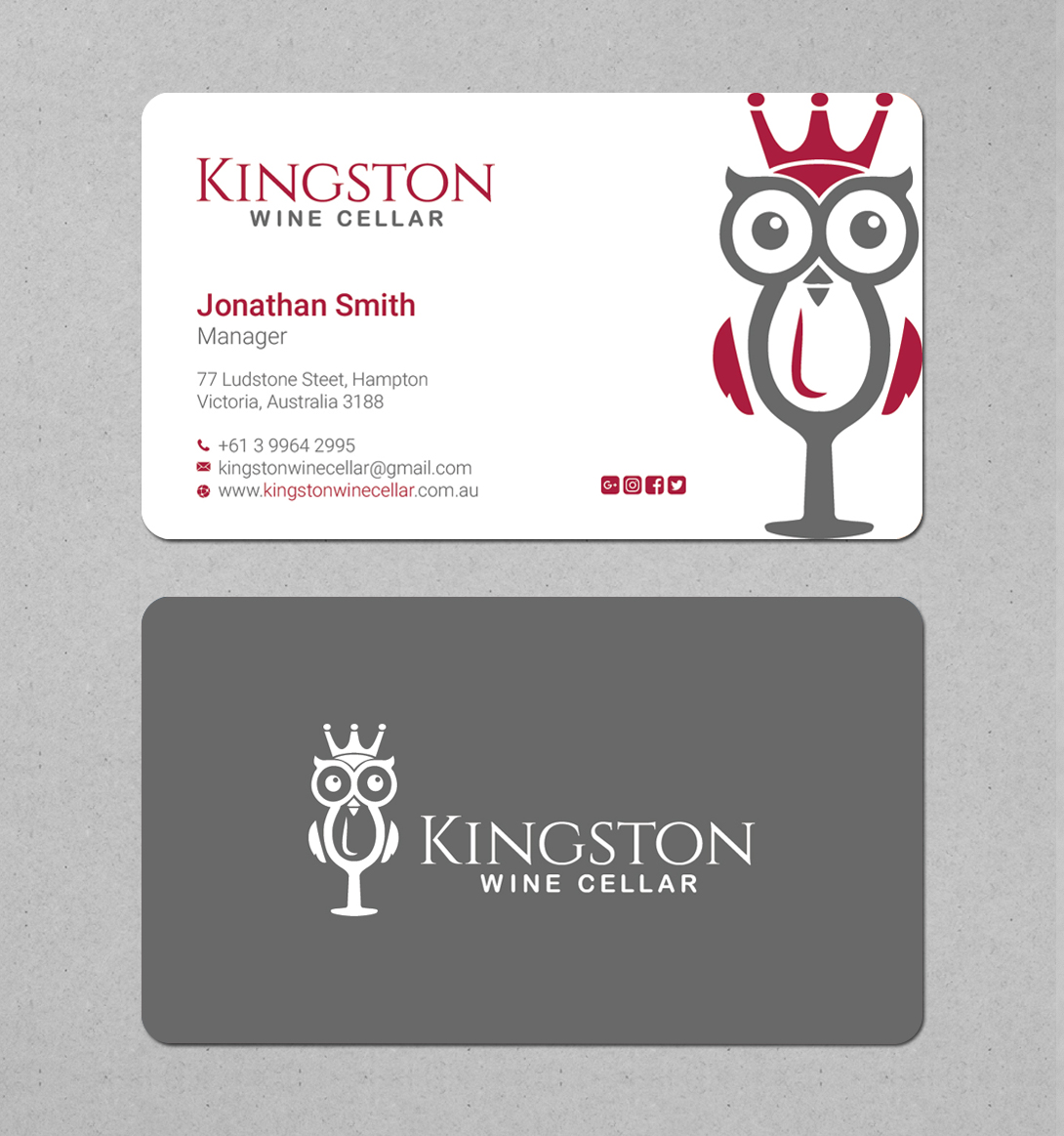 Diseño de Tarjeta de Presentación por LAXMI DESIGNHUB para Kingston Wine Cellar | Diseño #23085397