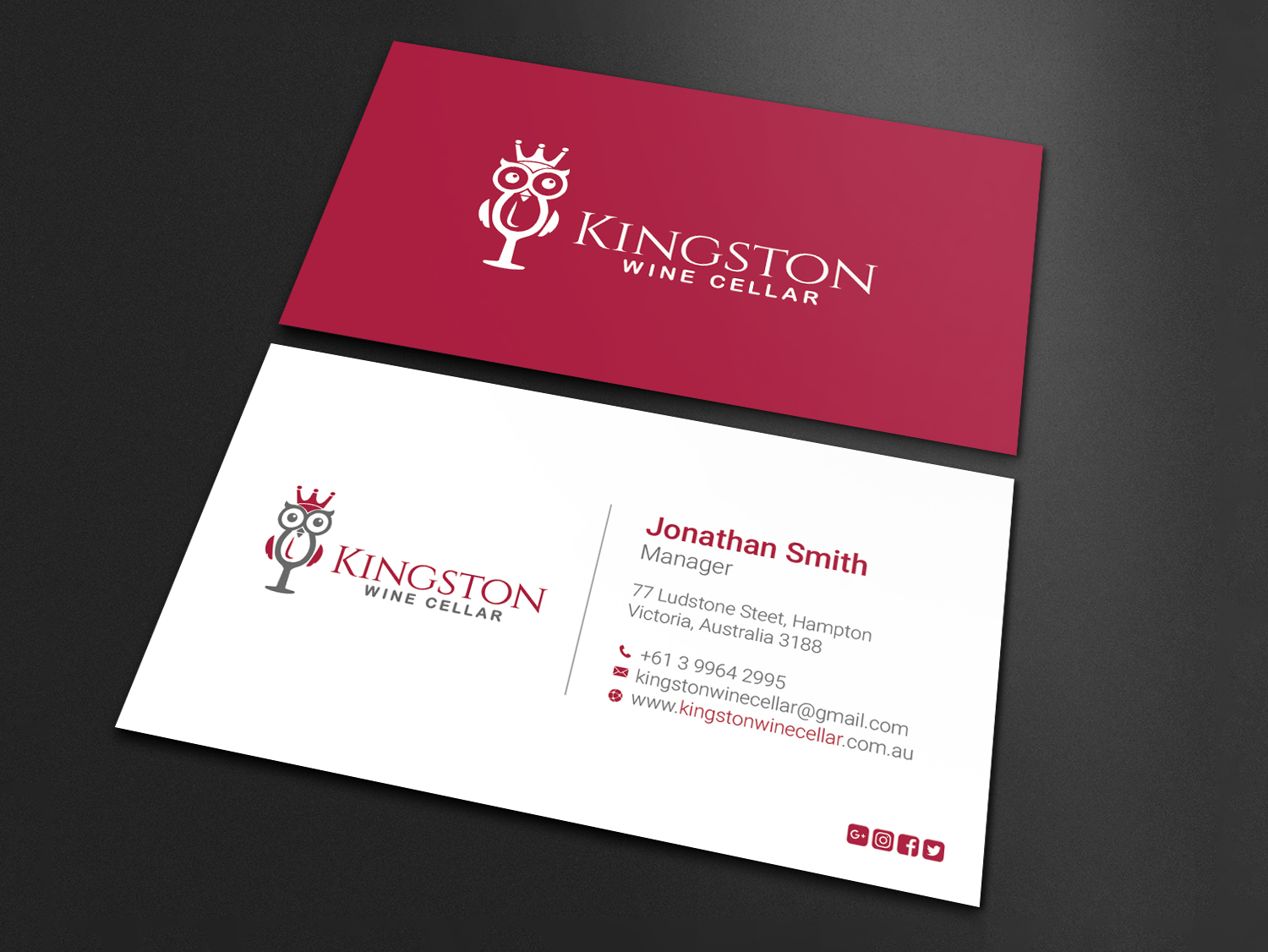 Diseño de Tarjeta de Presentación por LAXMI DESIGNHUB para Kingston Wine Cellar | Diseño #23085484