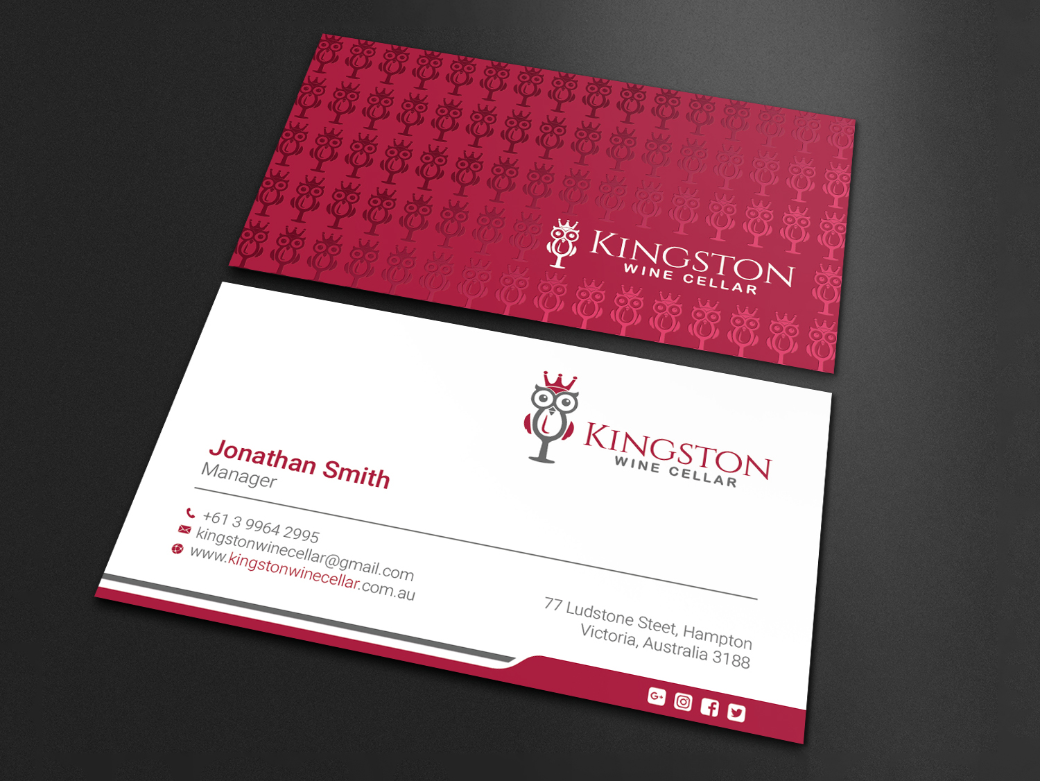 Diseño de Tarjeta de Presentación por LAXMI DESIGNHUB para Kingston Wine Cellar | Diseño #23085485