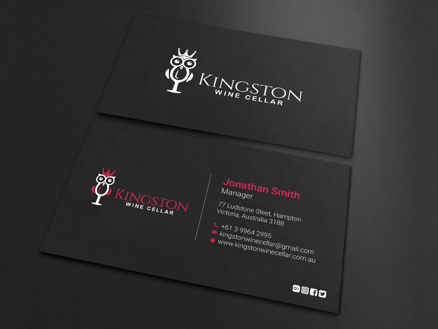 Diseño de Tarjeta de Presentación por LAXMI DESIGNHUB para Kingston Wine Cellar | Diseño #23085557