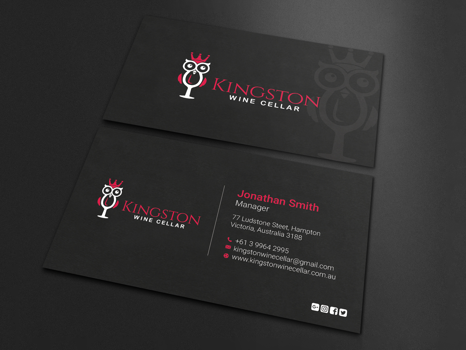 Diseño de Tarjeta de Presentación por LAXMI DESIGNHUB para Kingston Wine Cellar | Diseño #23085558