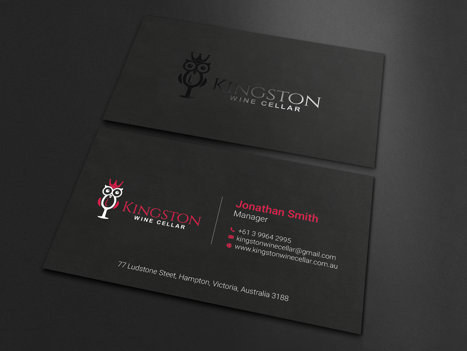 Visitenkarten-Design von LAXMI DESIGNHUB für Kingston Wine Cellar | Design #23085638