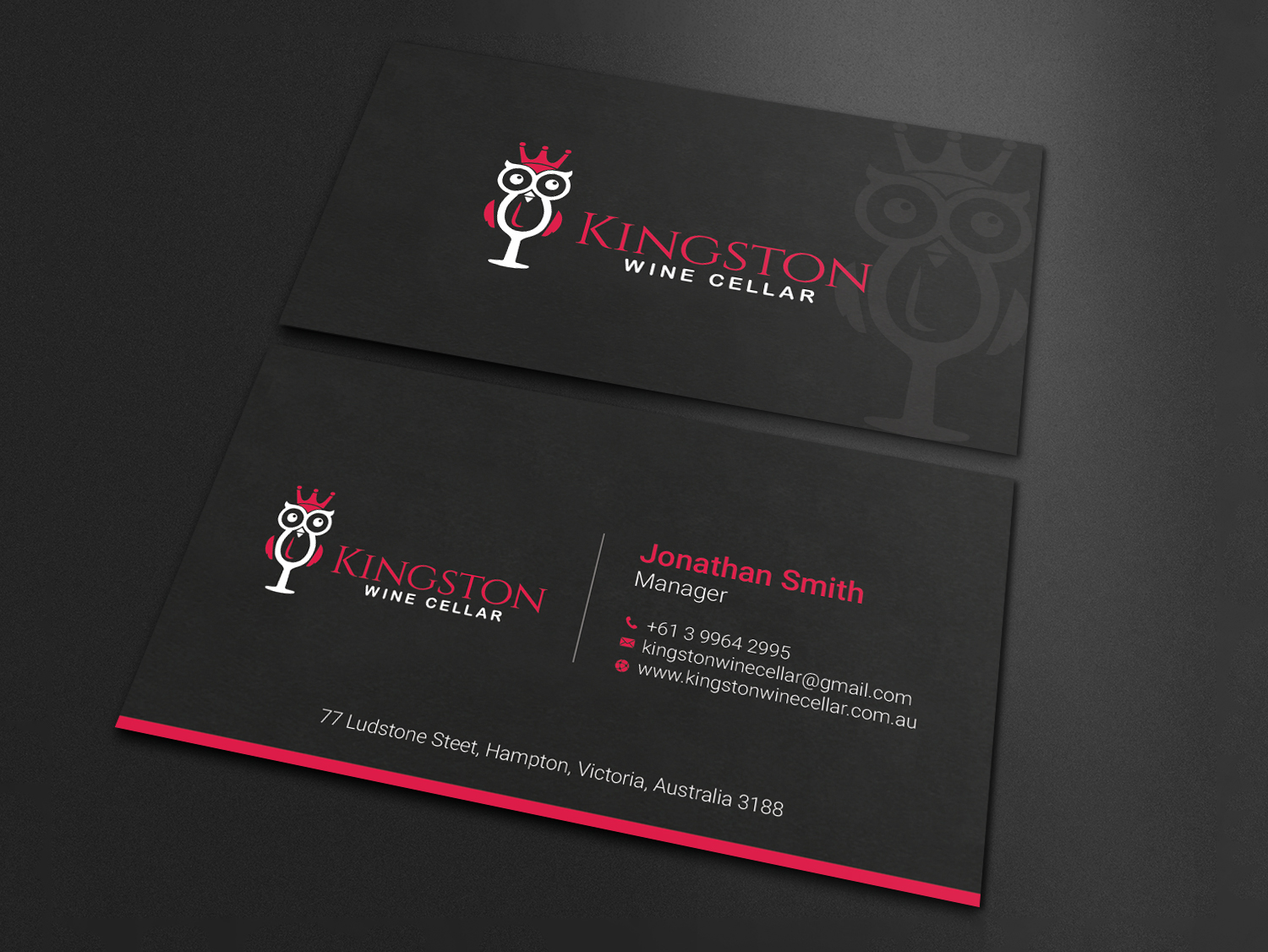 Visitenkarten-Design von LAXMI DESIGNHUB für Kingston Wine Cellar | Design #23085641