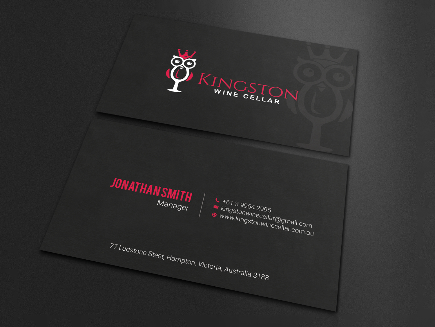 Business Card Design by LAXMI DESIGNHUB for Kingston Wine Cellar | Design #23085803