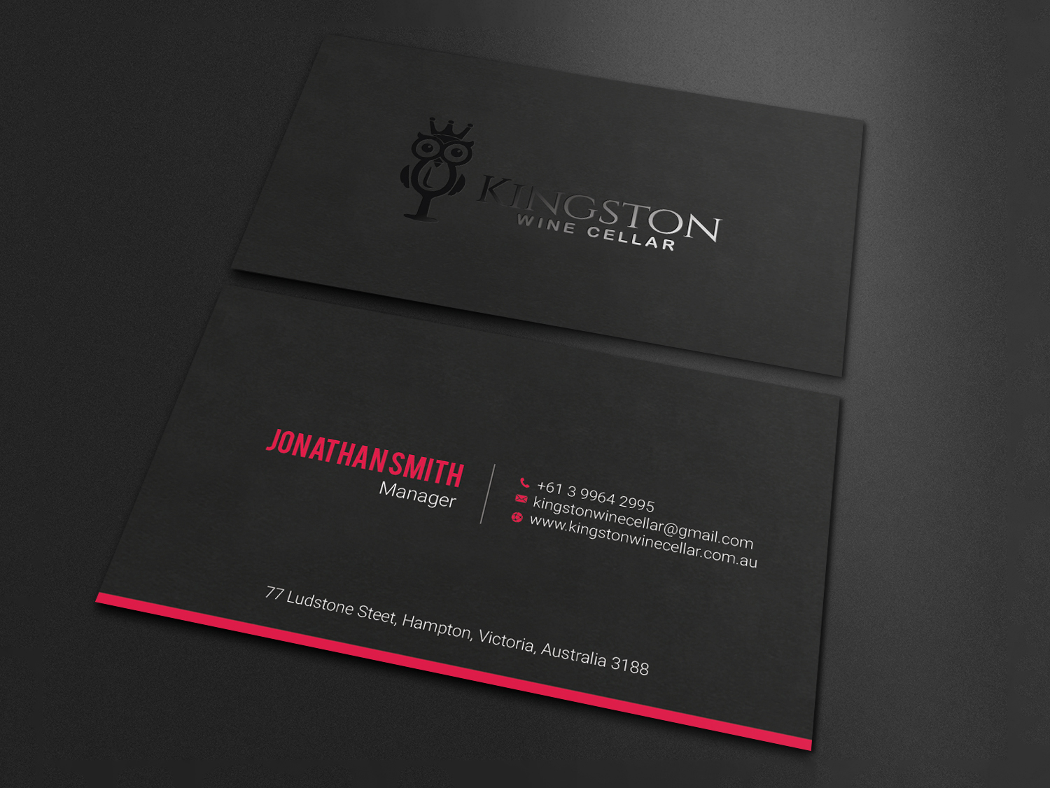 Business Card Design by LAXMI DESIGNHUB for Kingston Wine Cellar | Design #23085813