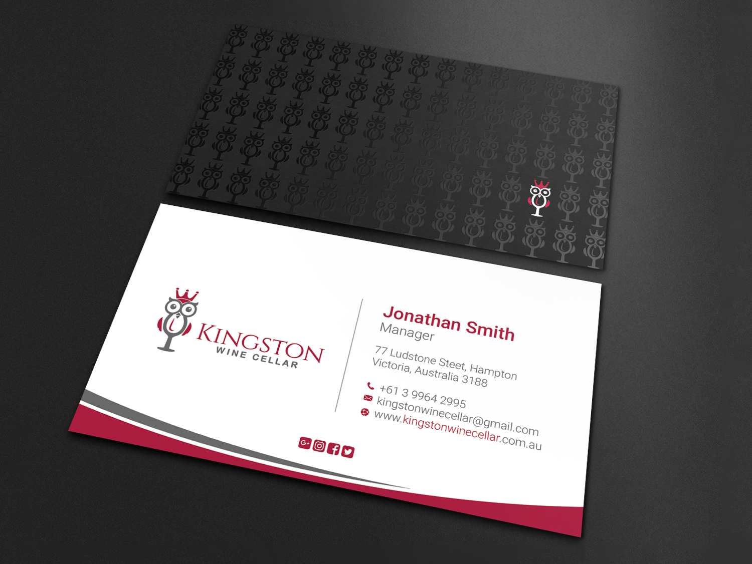 Diseño de Tarjeta de Presentación por LAXMI DESIGNHUB para Kingston Wine Cellar | Diseño #23085890