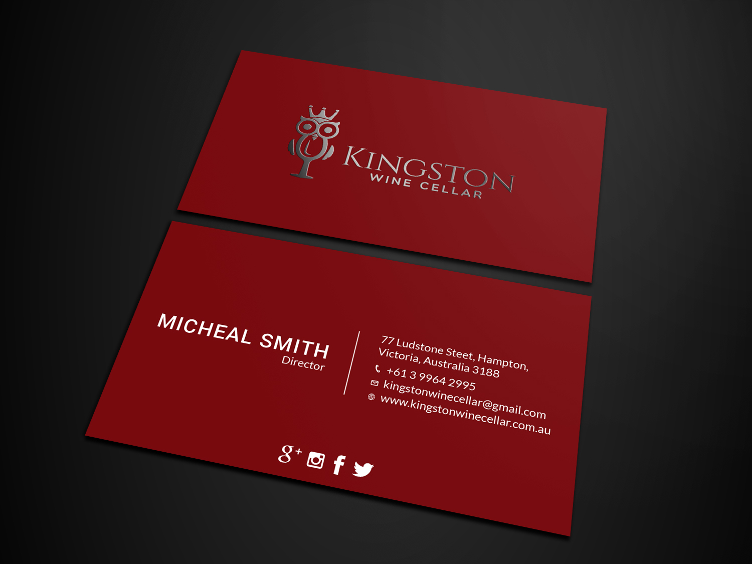 Diseño de Tarjeta de Presentación por Tripti Ranjan Gain para Kingston Wine Cellar | Diseño #23085248