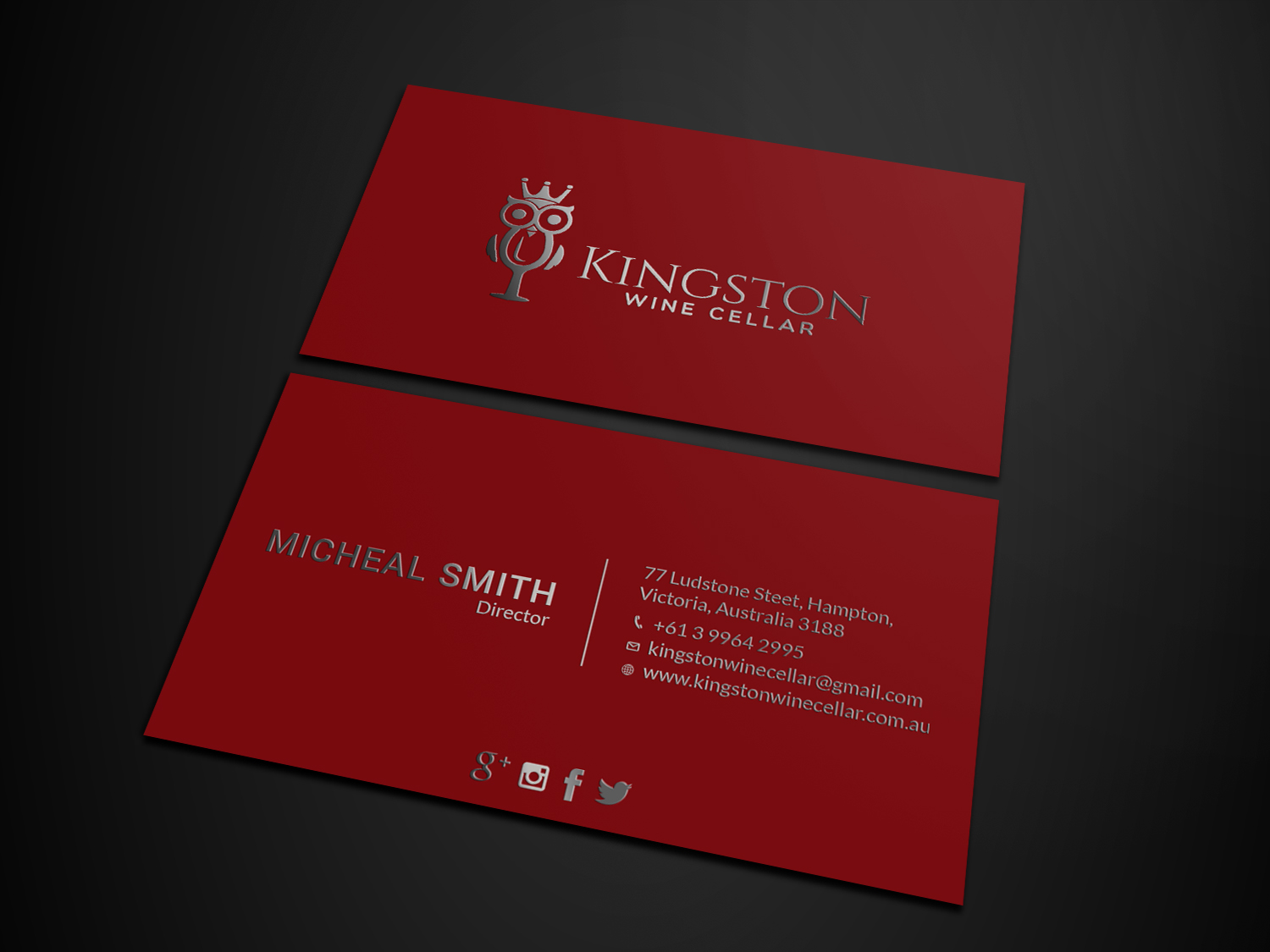 Diseño de Tarjeta de Presentación por Tripti Ranjan Gain para Kingston Wine Cellar | Diseño #23085249