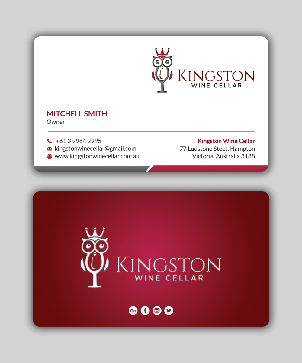 Business Card Design by T.R for Kingston Wine Cellar | Design #23084419