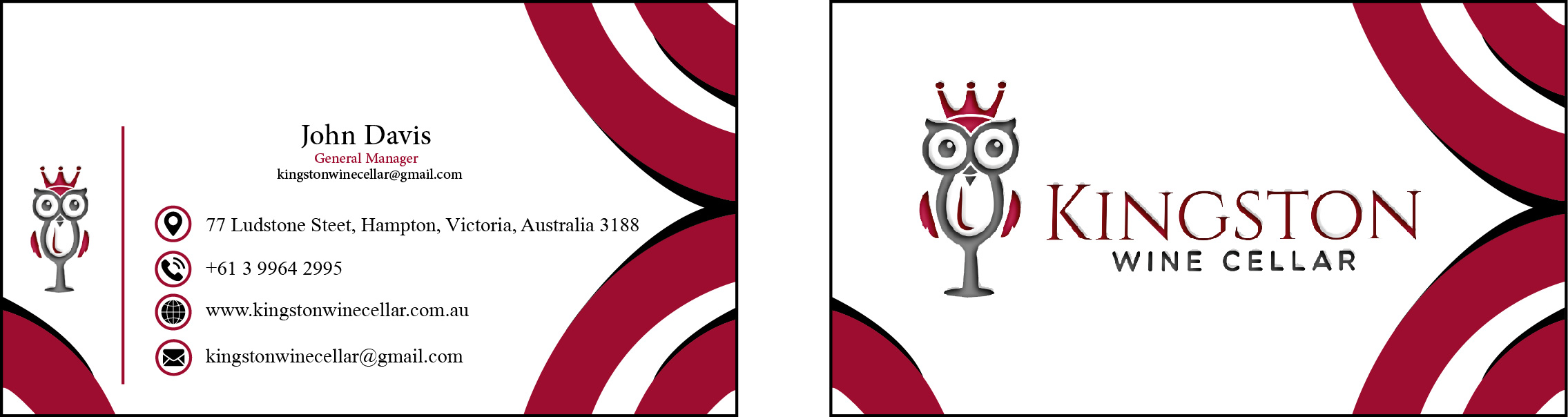 Business Card Design by Bilal Sarvana 2 for Kingston Wine Cellar | Design #23119753