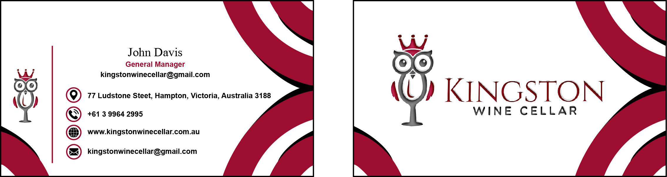 Business Card Design by Bilal Sarvana 2 for Kingston Wine Cellar | Design #23119763