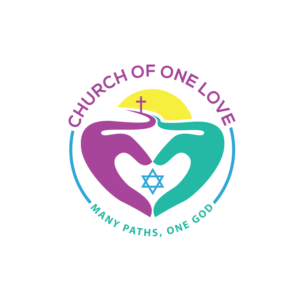 logo: "Church of One Love"  with tag line:  "Many Paths, One God" | Logo Design by geni