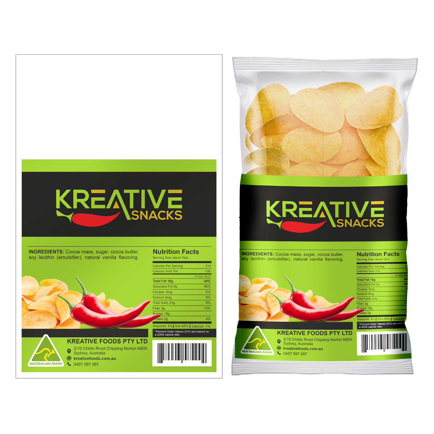 Label Design by Polina_pro for Kreative Foods Pty Ltd | Design #23147548