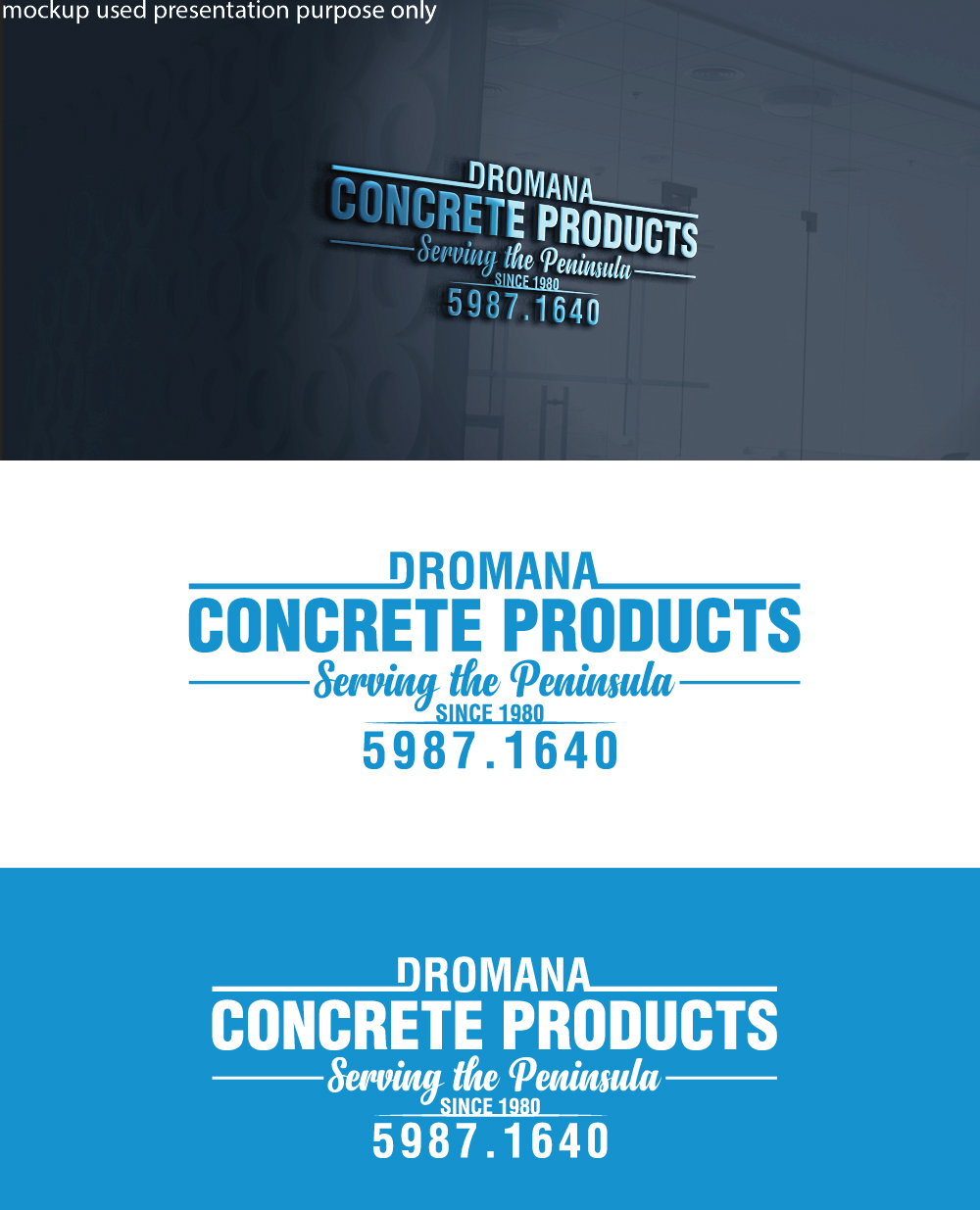 Elegant, Playful Logo Design for Dromana Concrete Products Serving the