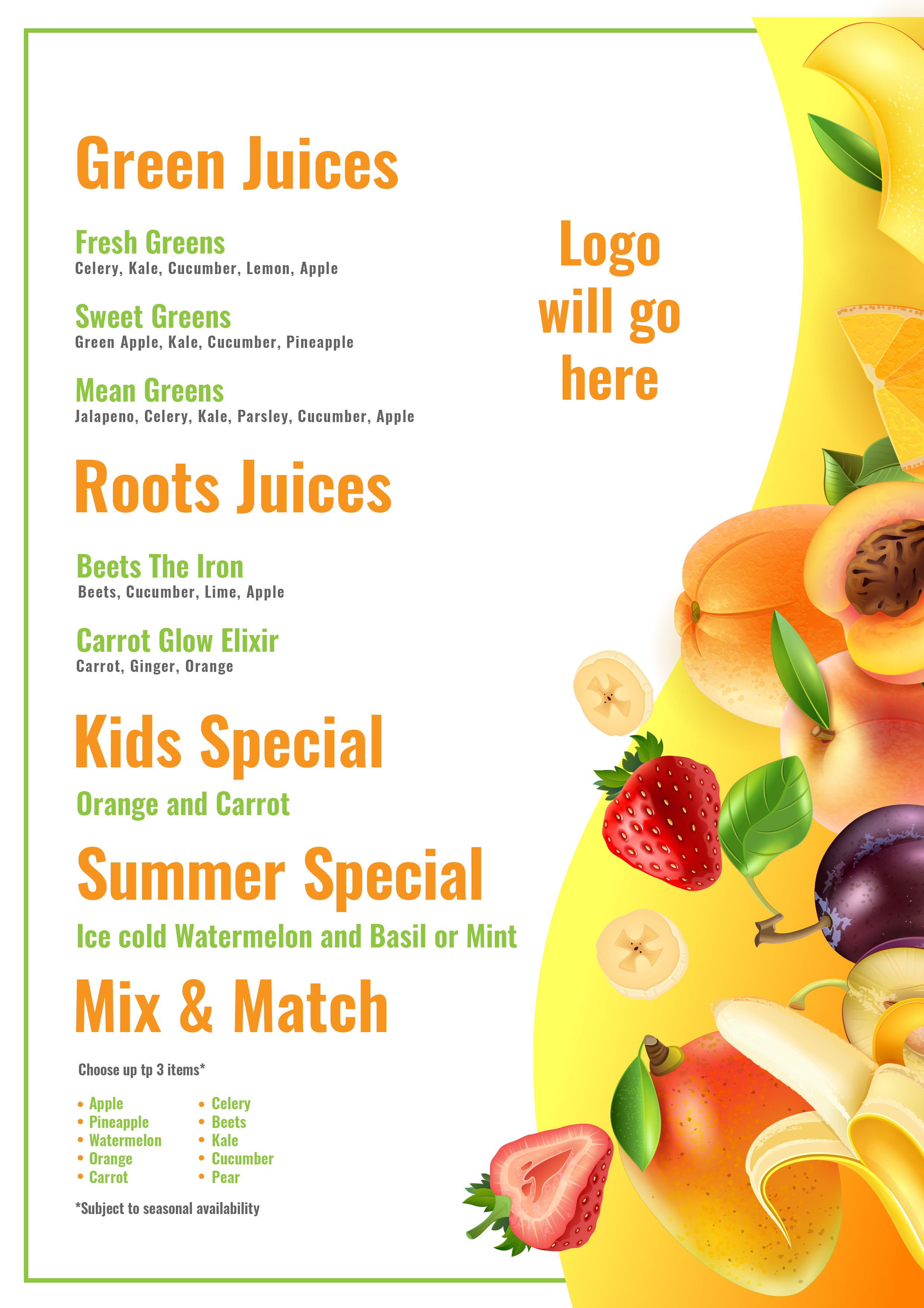 Design de Menu par Moustache-Graphics pour Just veggies and fruits | Design #23134785