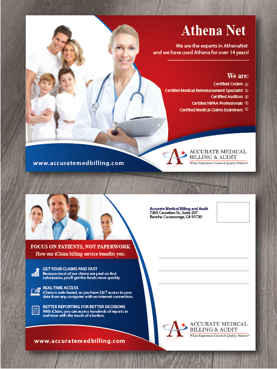 Postcard Design by alex989 for Accurate Medical Biling and Audit | Design #23134255