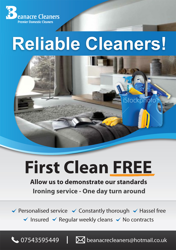 Flyer Design by LV Design Studios for Beanacre Cleaners | Design: #737919