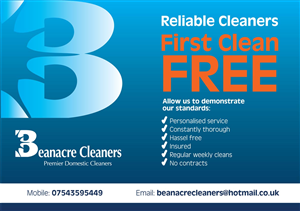 Diseño de Flyer por JI@DeSign para Beanacre Cleaners | Diseño #729240
