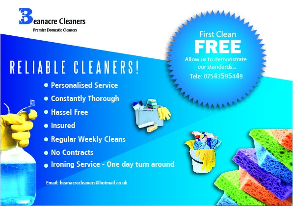 Flyer Design by Glowing Graphics for Beanacre Cleaners | Design #723785
