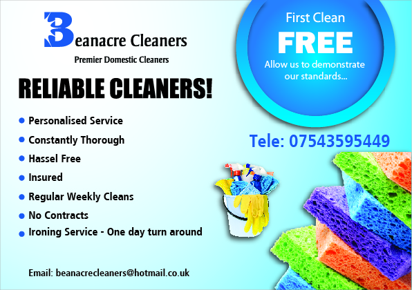 Flyer Design by Glowing Graphics for Beanacre Cleaners | Design #723786