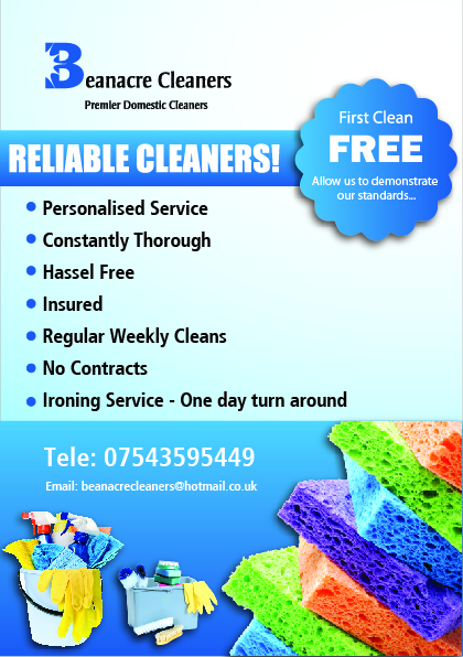 Flyer Design by Glowing Graphics for Beanacre Cleaners | Design #723787