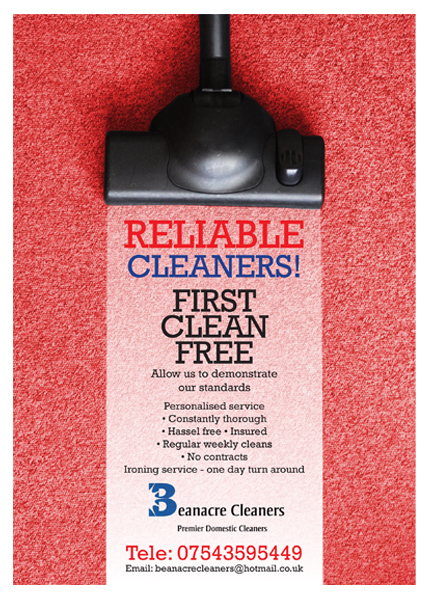 Flyer Design by MasterMind for Beanacre Cleaners | Design #716852