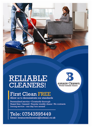 Flyer Design by MasterMind for Beanacre Cleaners | Design: #719672
