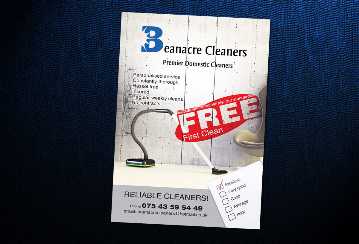 Flyer-Design von Svetlin Angelov für Beanacre Cleaners | Design #720076