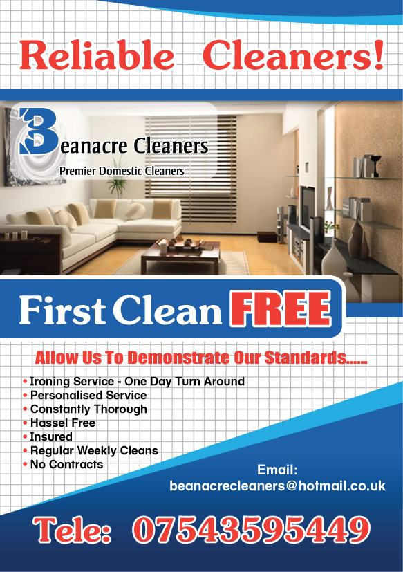 Flyer Design by Artstyle Image for Beanacre Cleaners | Design #727350