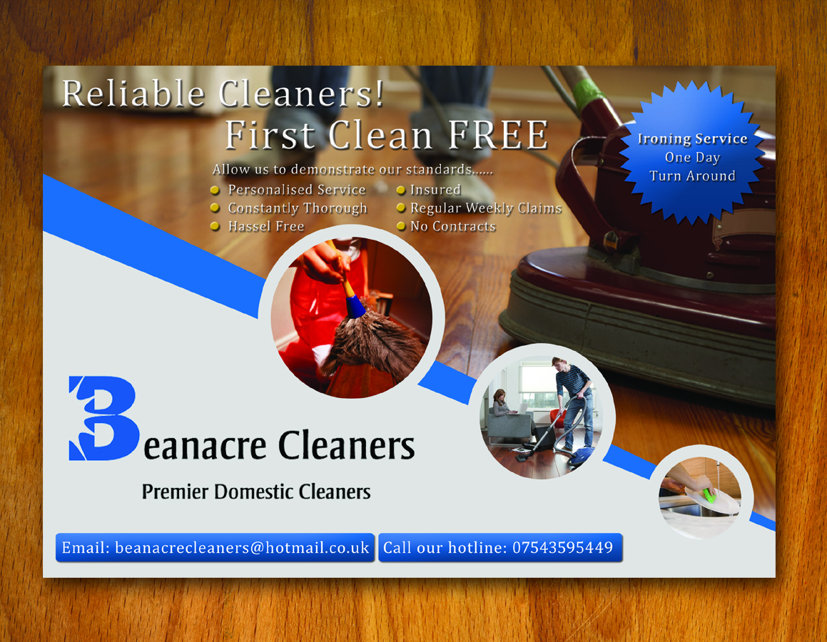 Design de Flyer par Raph Adiao pour Beanacre Cleaners | Design #727816