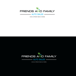 We would like the logo to say the name "friends and family Auto sales" with the possible tag line that says "come as friends leave as family" if it fits in your design ideas and you like the feel it adds to your design. Thank you! | Logo Design by emptyboxgraphics