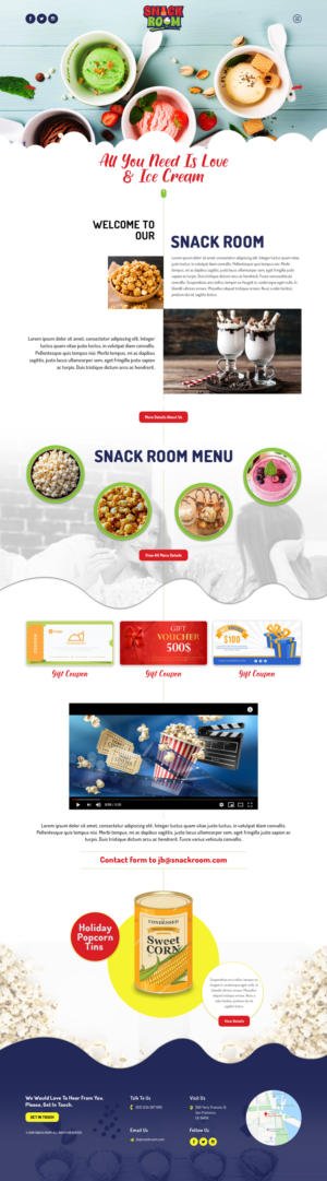 Popcorn, ice cream, alcohol infused shakes shop | Web-Design von sai.designer87