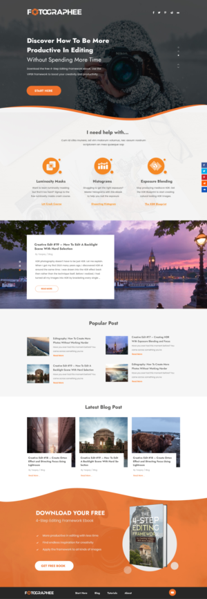 Photography blog homepage design | Web-Design von WebPixel
