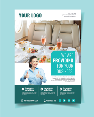 Business that Cleans the dishes and utensils used in private jets needs a flyer to describe its b... | Diseño de Flyer por Pinky 